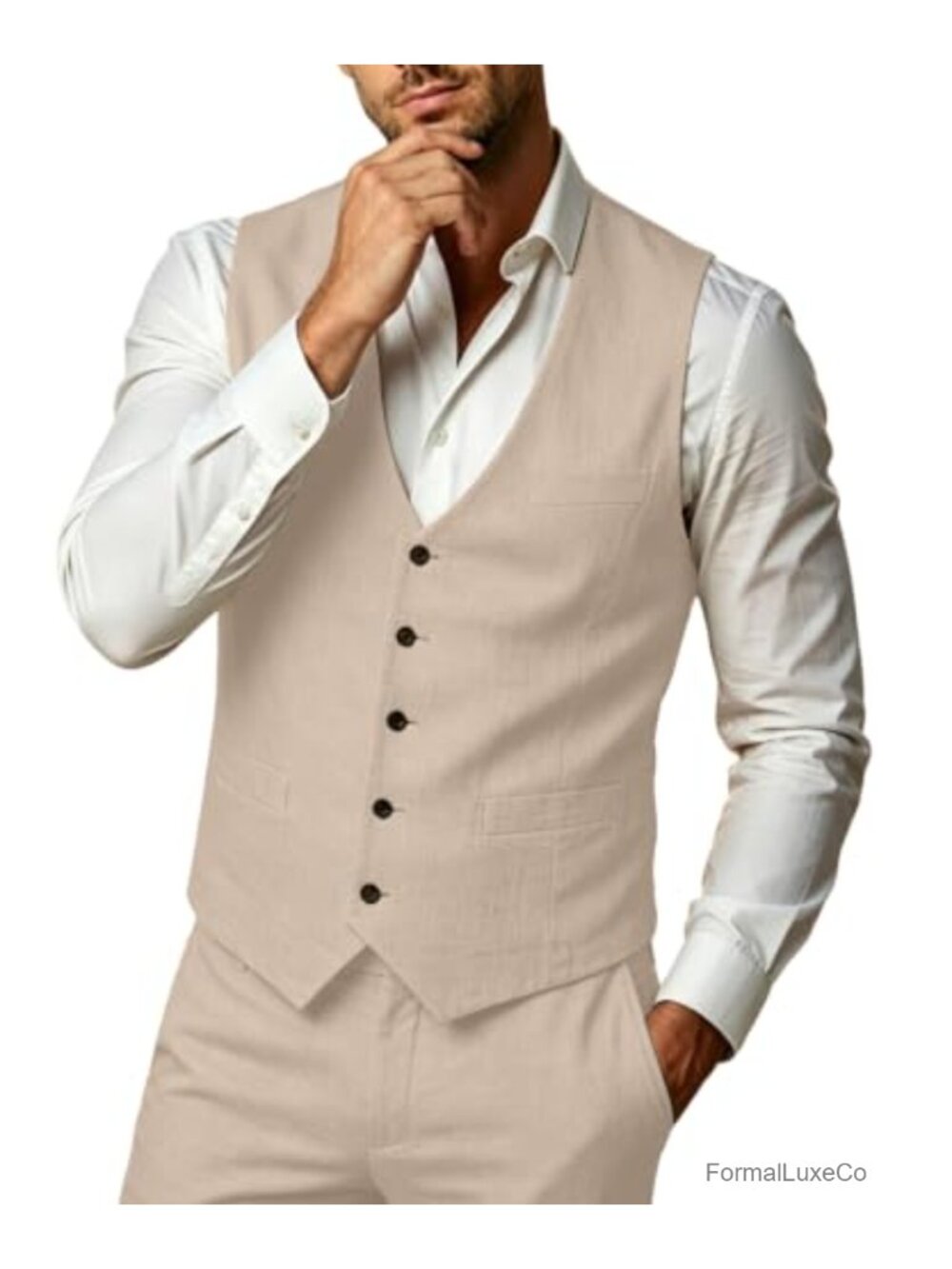 Mens 2 Piece Linen Suit Summer Beach Wedding Groomsmen Casual Party Slim Fit
